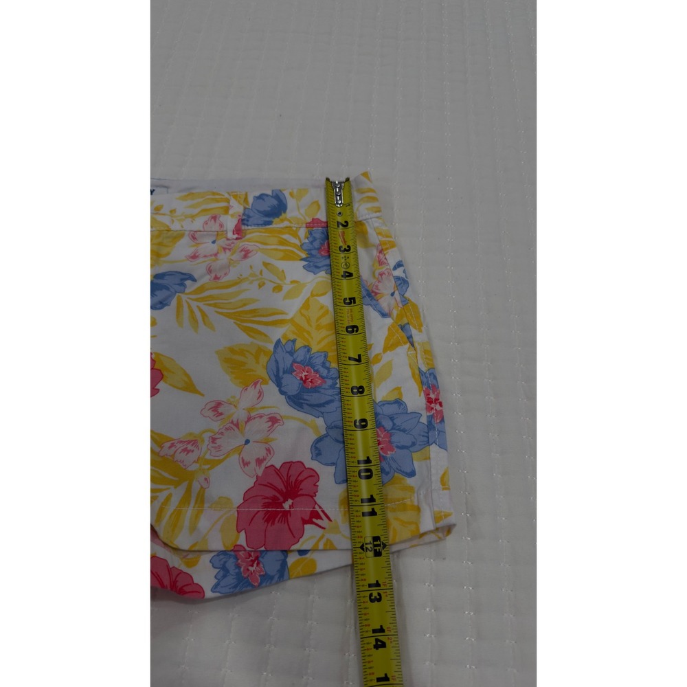 Old Navy Floral Chino Shorts Womens10 Tropical Hibiscus Palm Print Cotton Summer - Picture 6 of 8